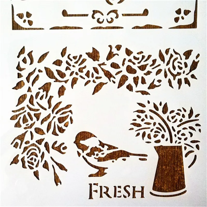 A4 Size DIY Craft Vintage Garden Design Stencil Template For Wall Painting Scrapbooking Stamping Photo Album Decor Emboss Cards |