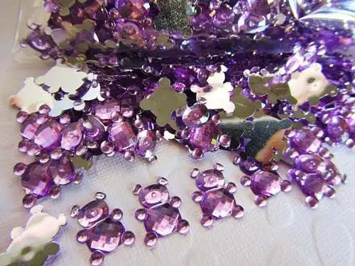 Purple 100 шт./лот 15X12 мм акриловые Тедди Кристальный Медвежонок Стразы Baby Shower пользу стол Разбрасывать Конфетти для девочек и мальчиков Показать украшения ногтей - Цвет: Purple