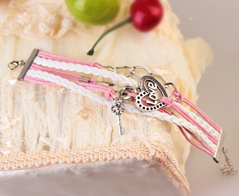 OBSEDE Многослойные плетеные кожаные браслеты винтажный браслет с замками в виде