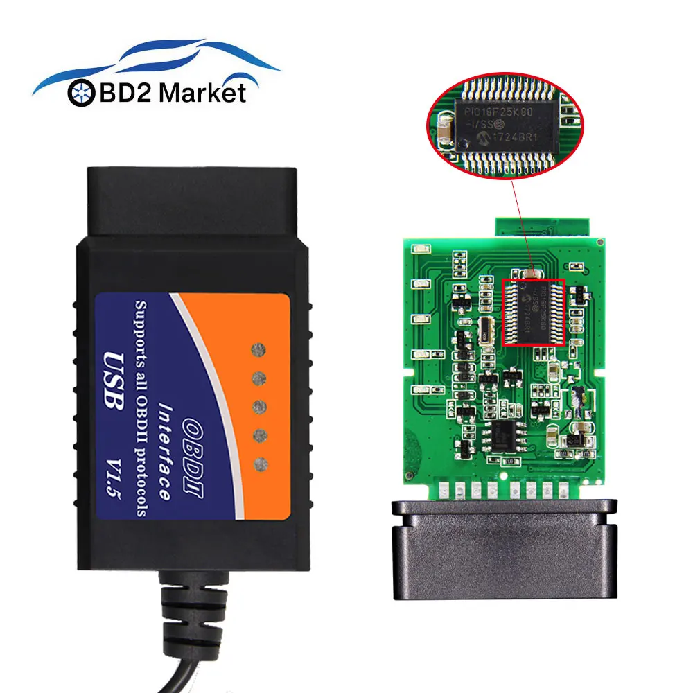 ELM 327 V1.5 USB OBD OBD2 сканер PIC18F25K80 obd 2 CAN-BUS сканер неисправностей автомобиля Поддержка J1850 ELM327 диагностики автомобиля