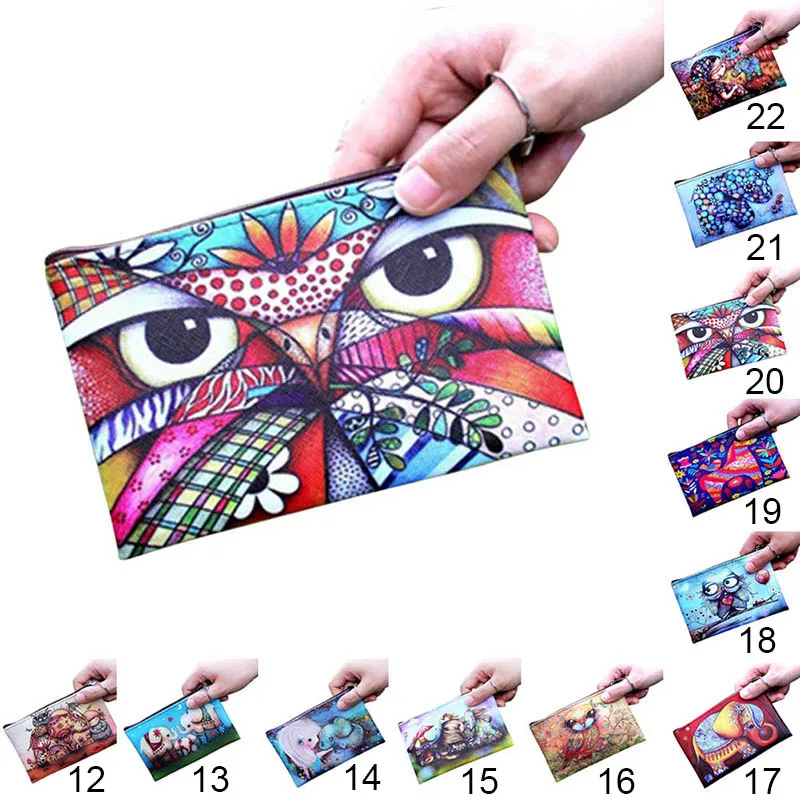 Модный женский кошелек из искусственной кожи клатч с мультяшными животными слон