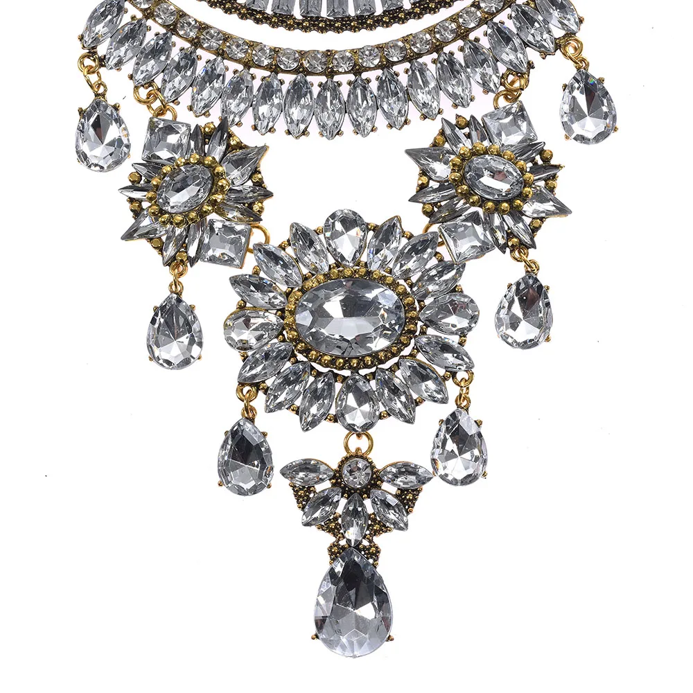 Multicolor Luxury Crystal Gem Bridal Maxi Necklaces Pendants Women Statement Big Necklace Jewelry Large Collar Choker | Украшения и