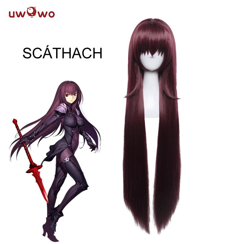 UWOWO Scathach парик Fate/большой заказ волос темно красный 90 см длинный прямой