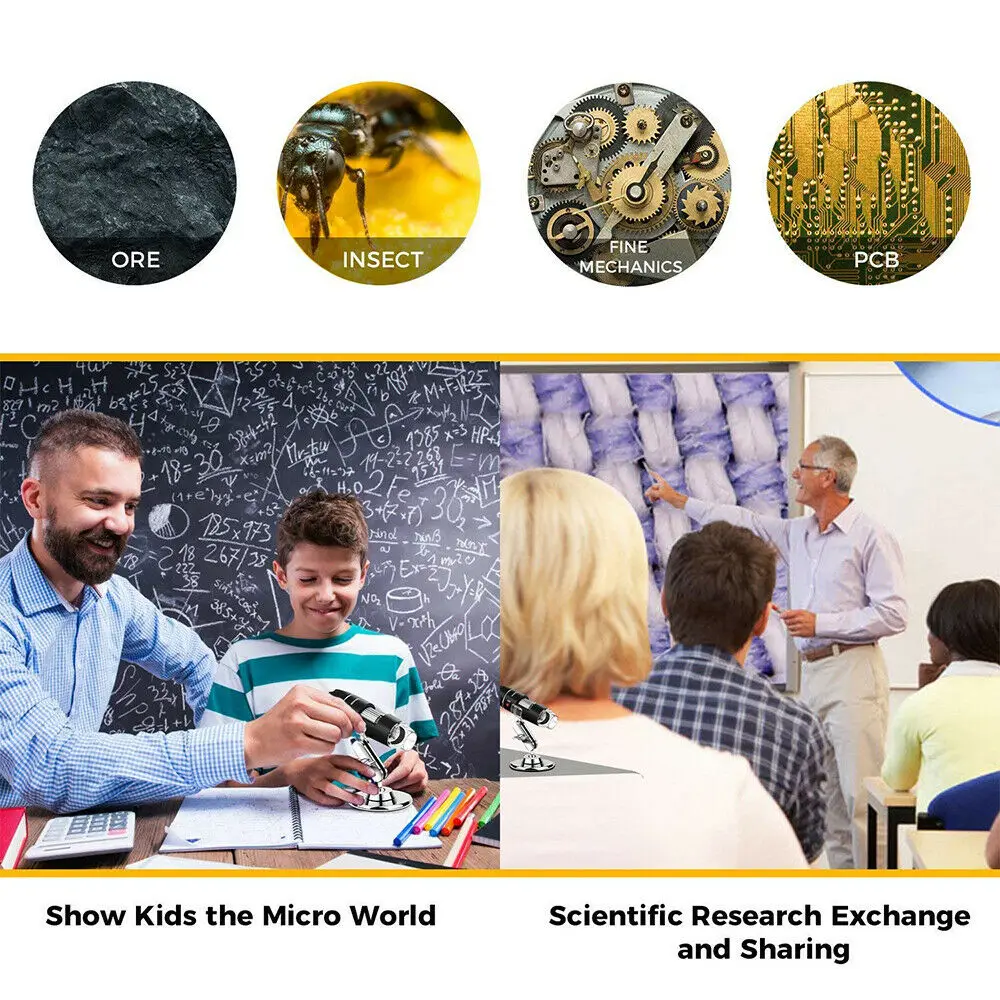 Ручной мини микроскоп с зумом профессиональная камера 8 светодиодами