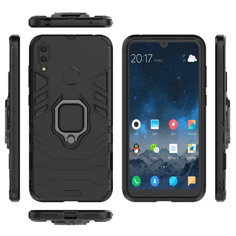 Для huawei Y7 чехол Y7() противоударный металлический палец кольцо держатель стенд гибридный жесткий чехол TPU бампер для huawei Y 7 сумки