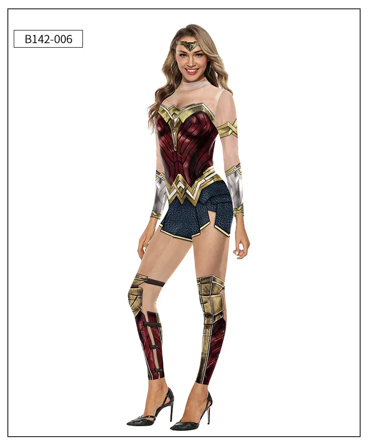 Женские костюмы Wonder Woman, костюм супергероя, Лига справедливости, костюм на Хэллоуин для женщин, комбинезоны, Диана, косплей, обтягивающие, соединенные