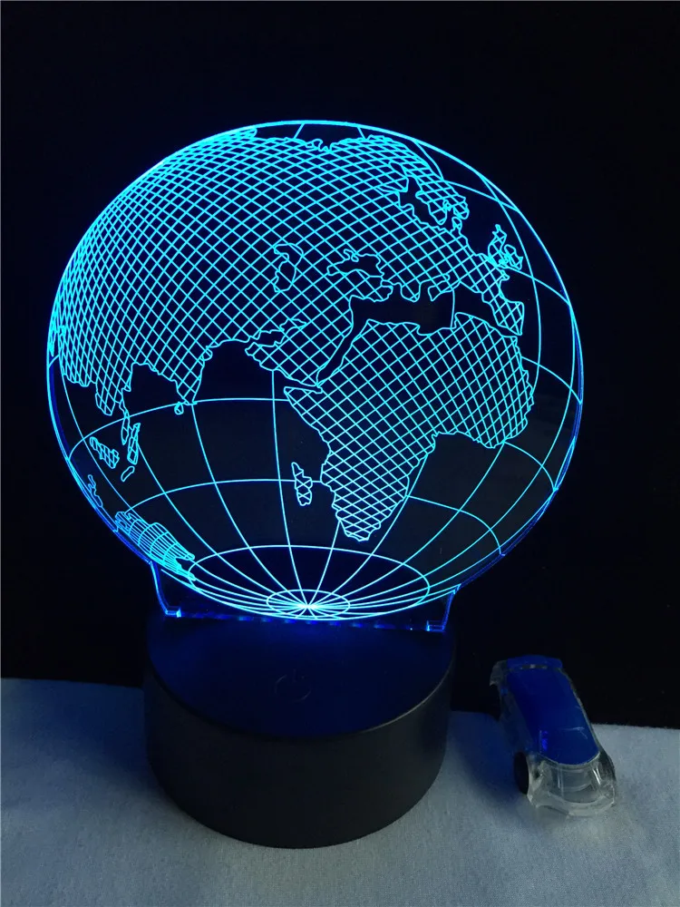 3d лампа в виде карты Европы и Африки светодиодсветодиодный разноцветная ночная с