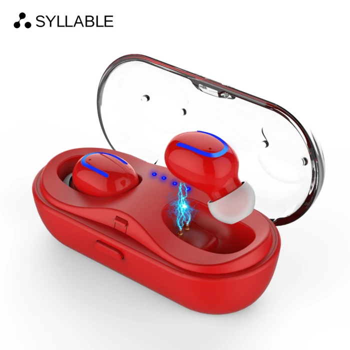 Красный Слог HBQ-Q13S TWS Bluetooth V5.0 спортивные наушники/наушники устойчивое Беспроводное зарядное устройство 600 мАч чехол SYLLABLE Q13S с двойным микрофоном - Цвет: Красный