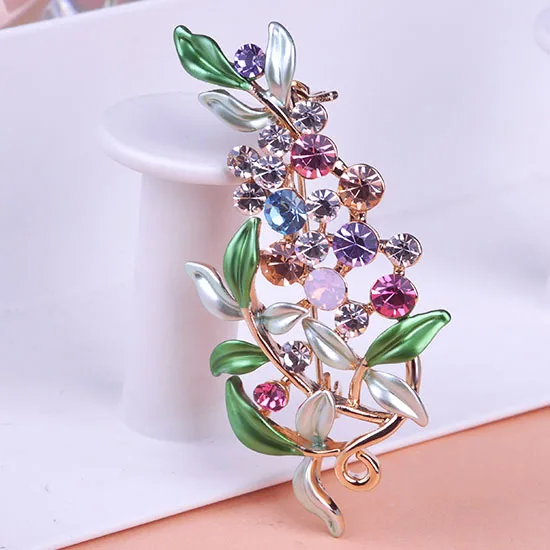 Роскошные Bijoux Большой эмалевые листьев цветы броши эпоксидной корсаж Свадебные Броши букет хиджаб булавки броши вечерние для женщин много - Окраска металла: Gold multi