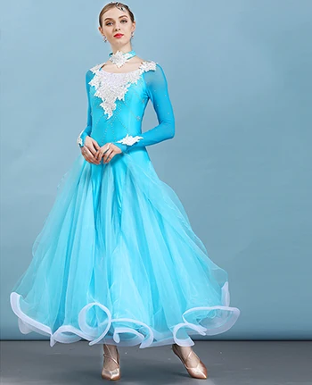 Lake blue Новые Стразы для бальных танцев, платье для соревнований, стандартные платья, современный танцевальный костюм, бальное платье, светящиеся костюмы - Цвет: Lake blue