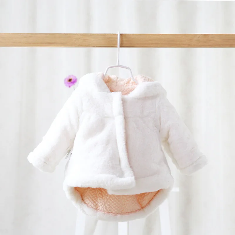 AD Thermal Baby Girls Parkas Rabbit Ear Hooded Coat Fleece Thickening Toddlers Infant Snowsuit Children's Outwear Winter |