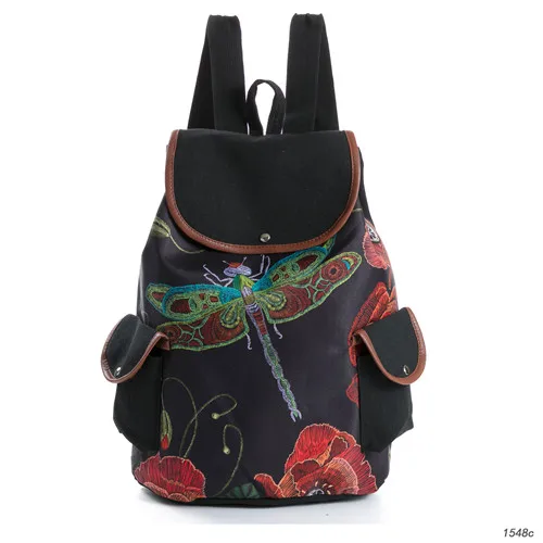 1548c Miyahouse модные Цветочный принт рюкзак Для женщин Drawstring дизайн путешествия рюкзаки в полоску Холст Школьный рюкзак для подростков - Цвет: 1548c