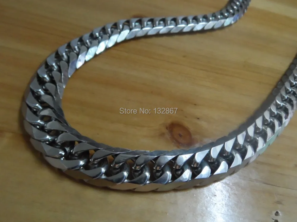Крупное мужское колье из полированной нержавеющей стали 22-40 дюймов шириной 15 мм