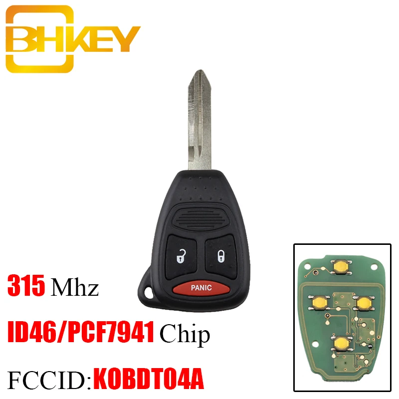 BHKEY 2+ 1 3 кнопки дистанционного ключа автомобиля для Jeep Grand Cherokee Chrysler 300 KOBDT04A 315 МГц для Dodge Dakota Durango зарядное устройство брелок
