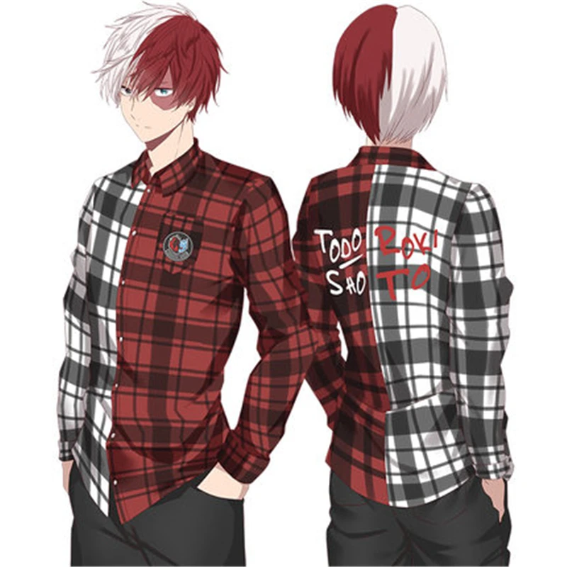 Мужская клетчатая рубашка Boku no Hero Academy костюмы для косплея Midoriya izku Bakugou Katsuki Todoroki