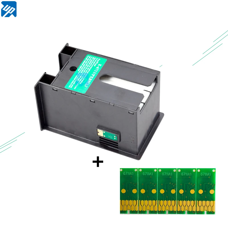 T6711 совместимый ящик для обслуживания чернил с чипом принтера EPSON WF-3640 3640DTWF 7110 7110DTW