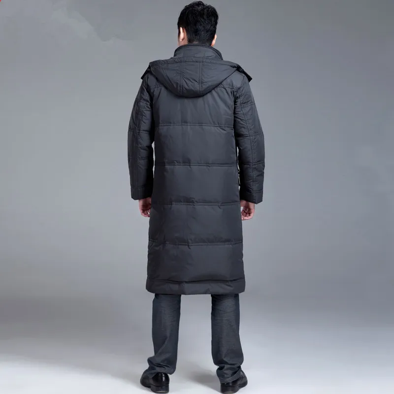 Новинка длинное стильное зимнее пальто мужская шапка съемная зимняя куртка
