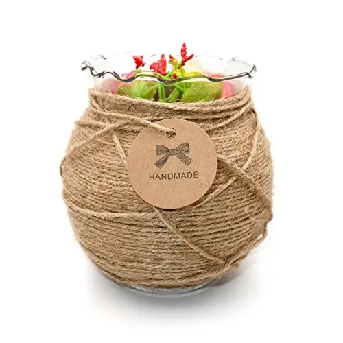 

Handmade Tags 100 Pcs Kraft Paper Craft Round Gift Tags,Wedding Tags with 100 Feet Natural Jute Twine