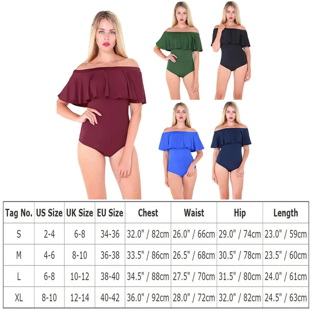Летние пикантные с открытыми плечами Для женщин Сплошной Цвет Цельный купальник