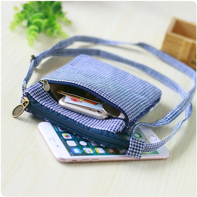 Хлопковые клетчатые Цветочные кружевные женские Мини-сумочки сумки через плечо