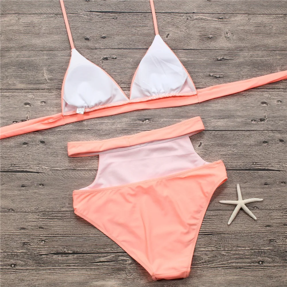 2018 Women Plus Size Sexy Bikini Set High Waist Swimsuit Female Solid Colors Bikinis Two Pieces Backless Bathing Suit 2XL | Женская