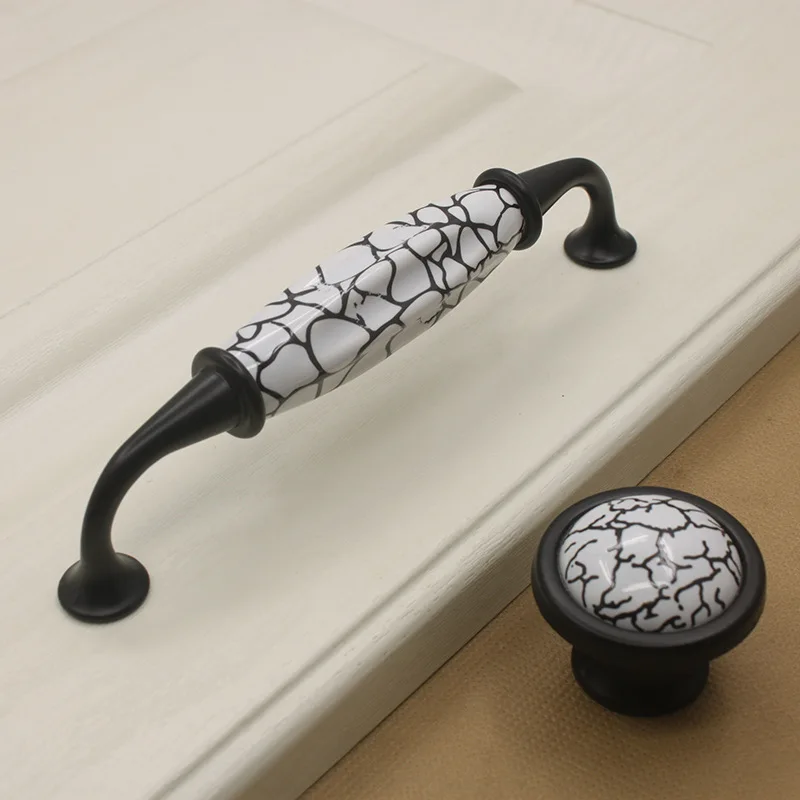Винтажные черные керамические дверные ручки с трещинами американская ручка для