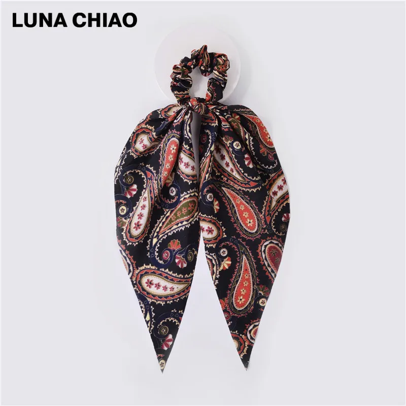 10 LUNA CHIAO Fashion Women Hair Accessories Hair Tie Ponytail Holder Fabric Hair Scarf Scrunchies - Цвет: 10