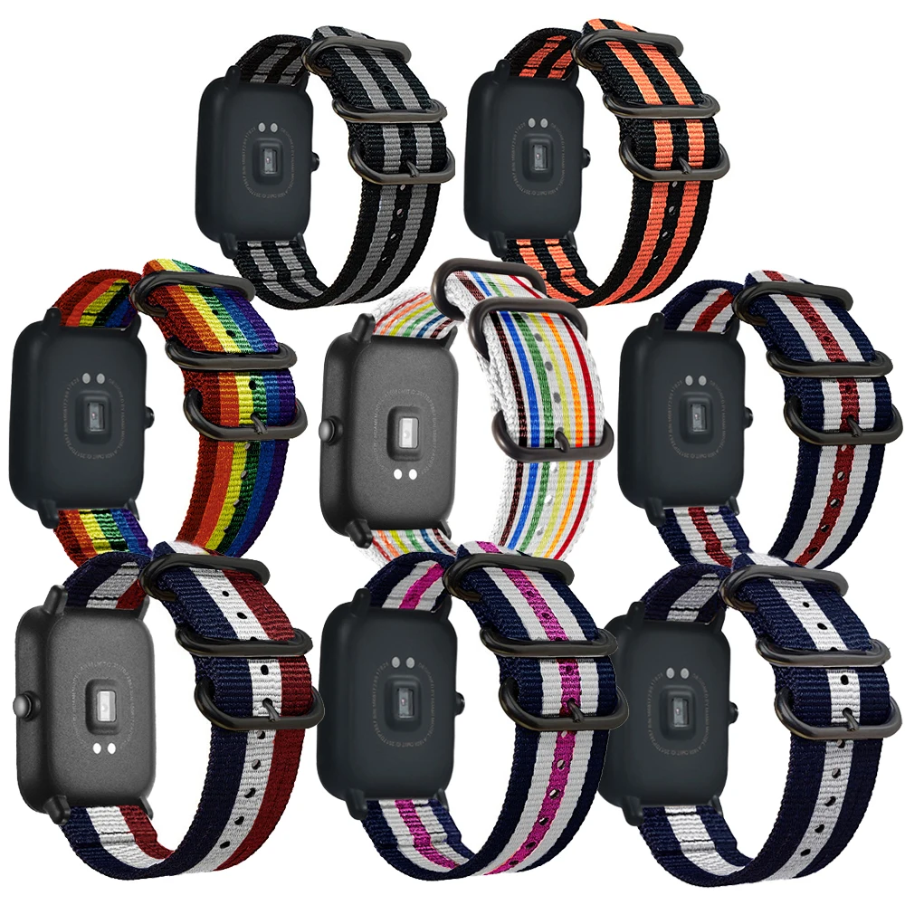 DK нейлоновый ремешок для часов Amazfit ремешок 20 мм для Xiaomi Huami Amazfit Youth Bip Bit Смарт-часы ремешок браслет