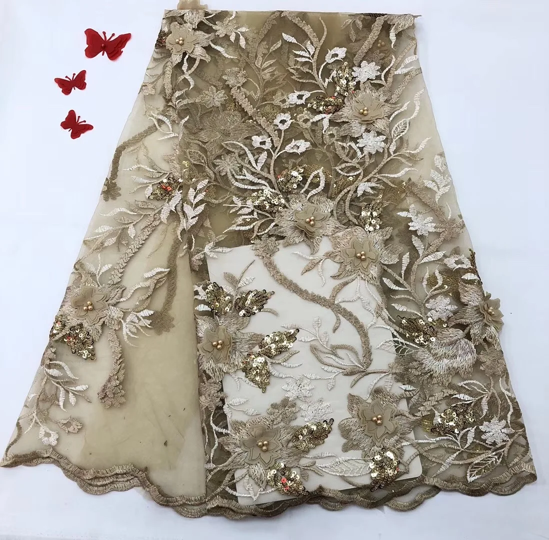 

Hot Sale Latest design 2019 High quality nigerian french net lace fabric african cord lace fabric for party dress RF213