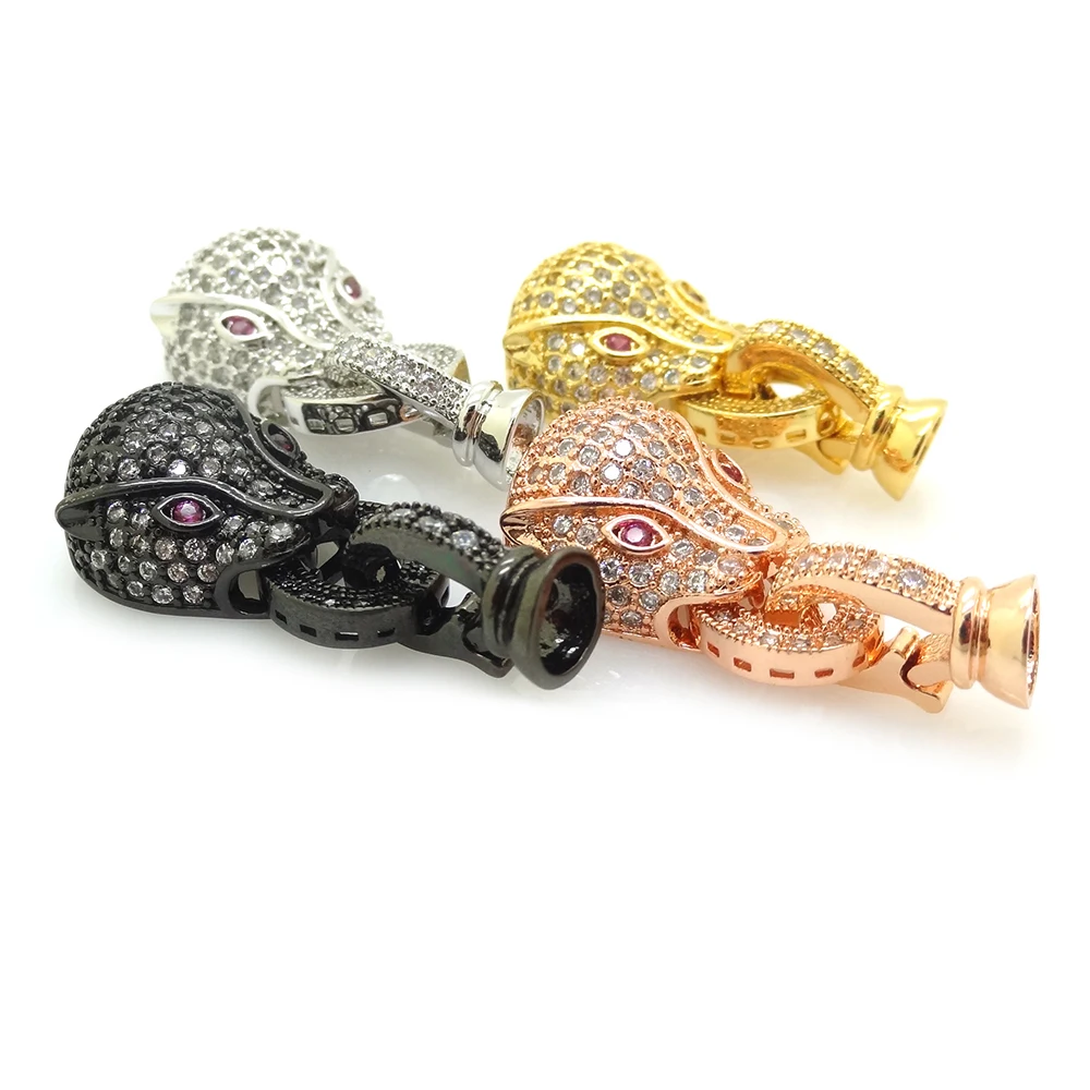 Смешанные цвета голова леопарда гепарда CZ латунная микро паве прозрачный