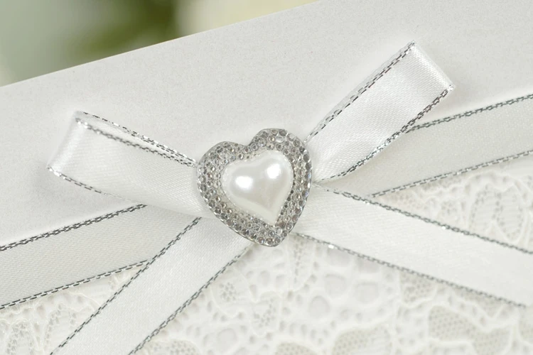 Свадебные приглашения сердце жемчугом и Кружево белого цвета|wedding invitations|wedding