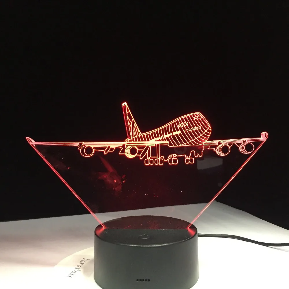 Летающий большие крылья самолет A380 3D лампа RGB светодиодные лампы настроение 7