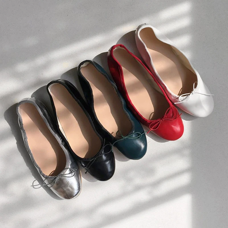 Брендовые дизайнерские женские балетки в Корейском стиле на мягком каблуке с
