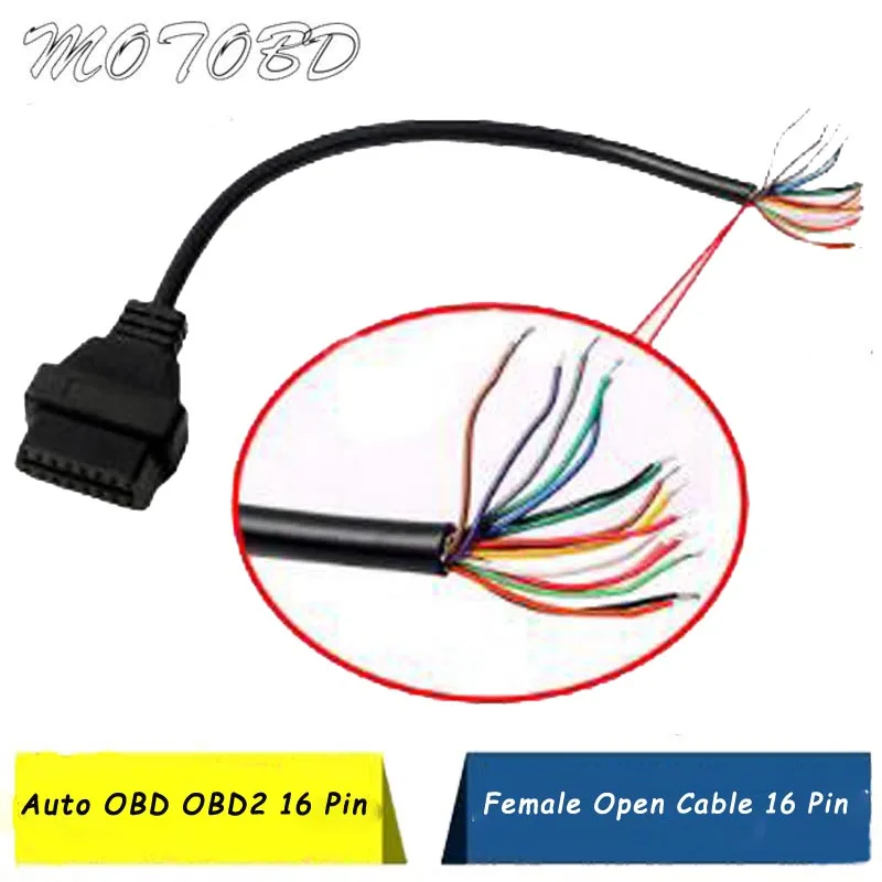 16 PIN Автомобильный диагностический интерфейс и адаптер OBDII OBD 2 OBD2 16 PIN гнездовой разъем для открытия OBD кабеля