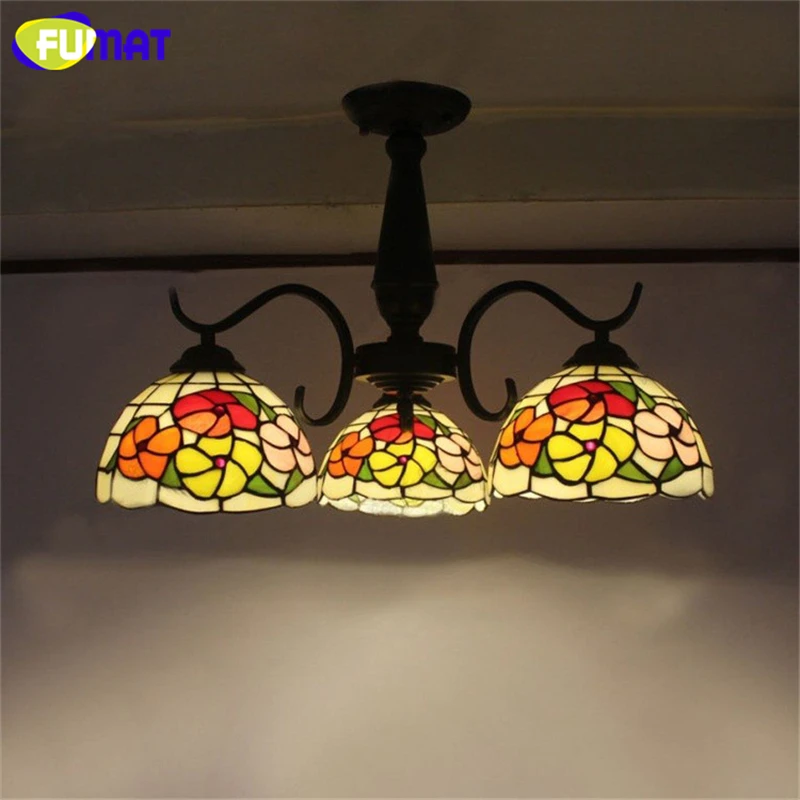 

FUMAT Ceiling Light European Vintage Stained Glass Ceiling Lamp Glass Light Fixtures For Living Room Study Room Ceiling Lights