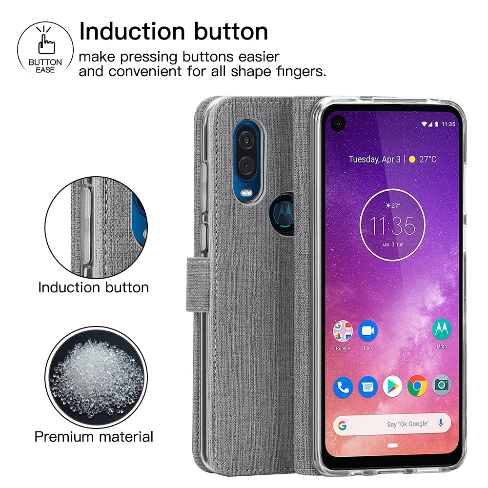 Винтажный кожаный флип-чехол для Motorola Moto One Vision кошелек с кармашком магнитный штатив Обложка для книги для Motorola Moto One Vision