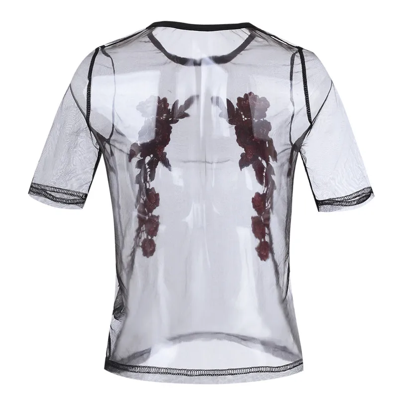 2018 корейские модные летние Для женщин пикантные прозрачные сетчатые Топы
