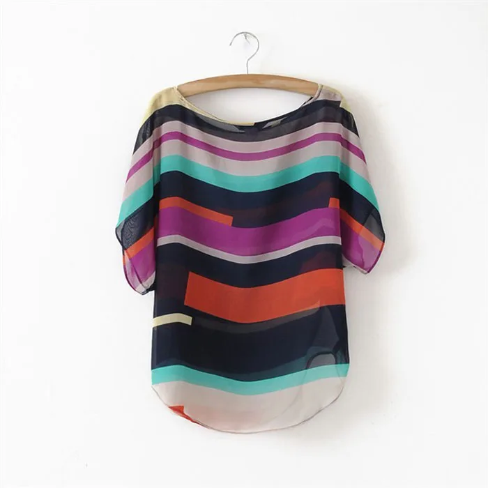 Multicolor MIARHB#Z5 NEW HOT FASHION Free Ship 1PC Sexy Women Summer Perspective Casual Loose Chiffon Tops Blouses - Цвет: Multicolor