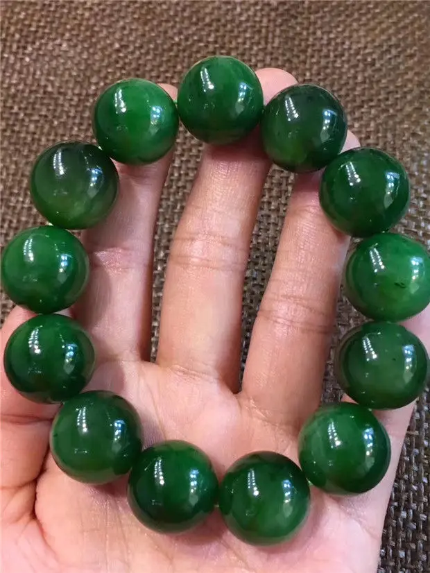 FREE SHIPPING Natural Russian Spinach Green Jasper Beads Stretch Bracelet 17.5mm AAAA | Украшения и аксессуары