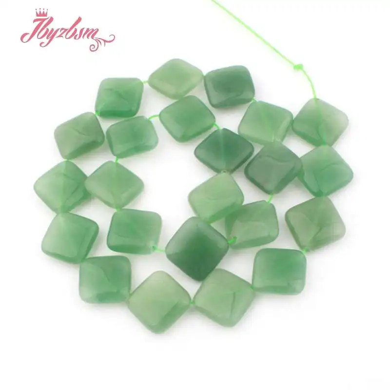 Aventurine 15 мм натуральный флюоритовый кварц Родонит Агаты квадратный ромб камень бусины для DIY ожерелье ювелирных изделий Свободные 1" - Цвет: Aventurine