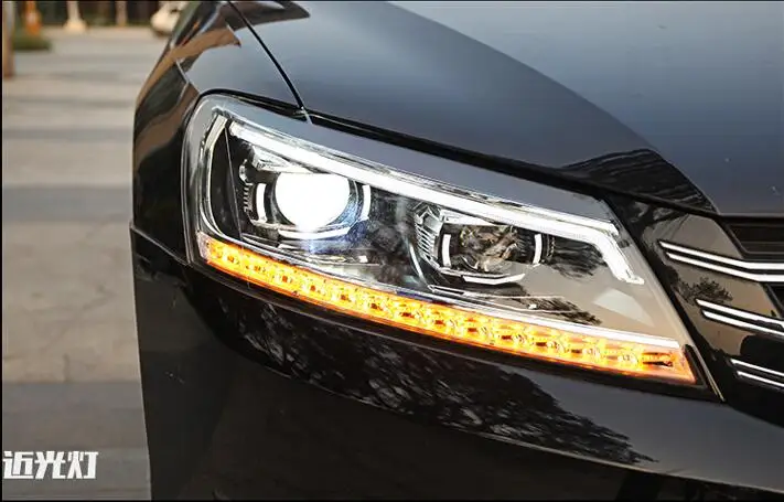 2 шт., динамическая видеокарта, Стайлинг для Passat B7, фары 2011, 2012-, Америка, Passat CC, светодиодный фонарь, DRL, биксеноновые линзы
