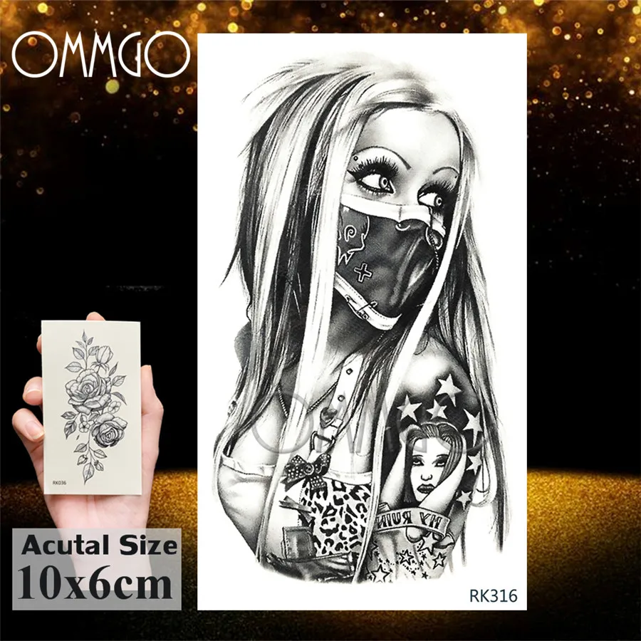 ORK316 OMMGO черная хна Луна рука Временные татуировки стикер сексуальная девушка боди-арт руки запястья фальшивые татуировки водостойкие татуировки на заказ - Цвет: ORK316