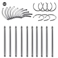 50pcs g23 titanium curvedcircularstraight barbell part screw thread head 16g 14g for lip eyebrow nose earring piercing jewelry