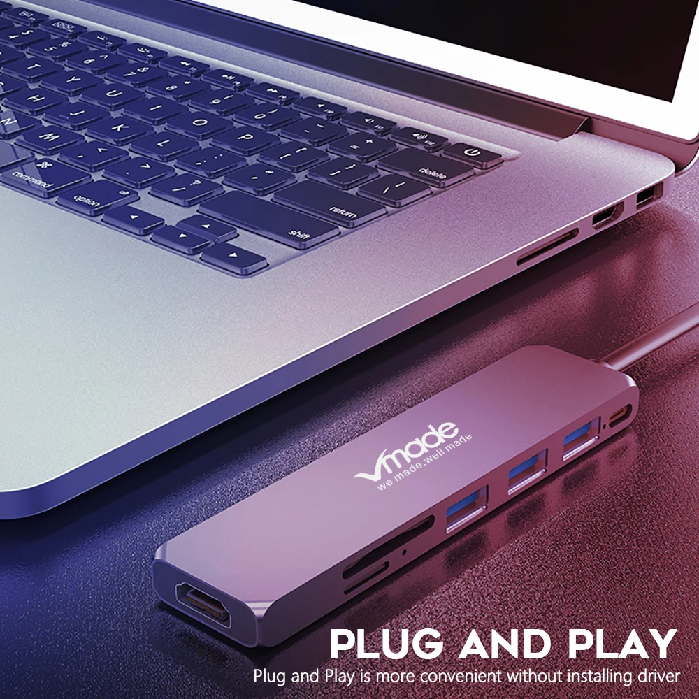 Vmade USB3.0 концентратор USB C к HDMI SD/TF карта Thunderbolt 3 адаптер для MacBook Samsung Galaxy S9 Huawei Mate 10 P20