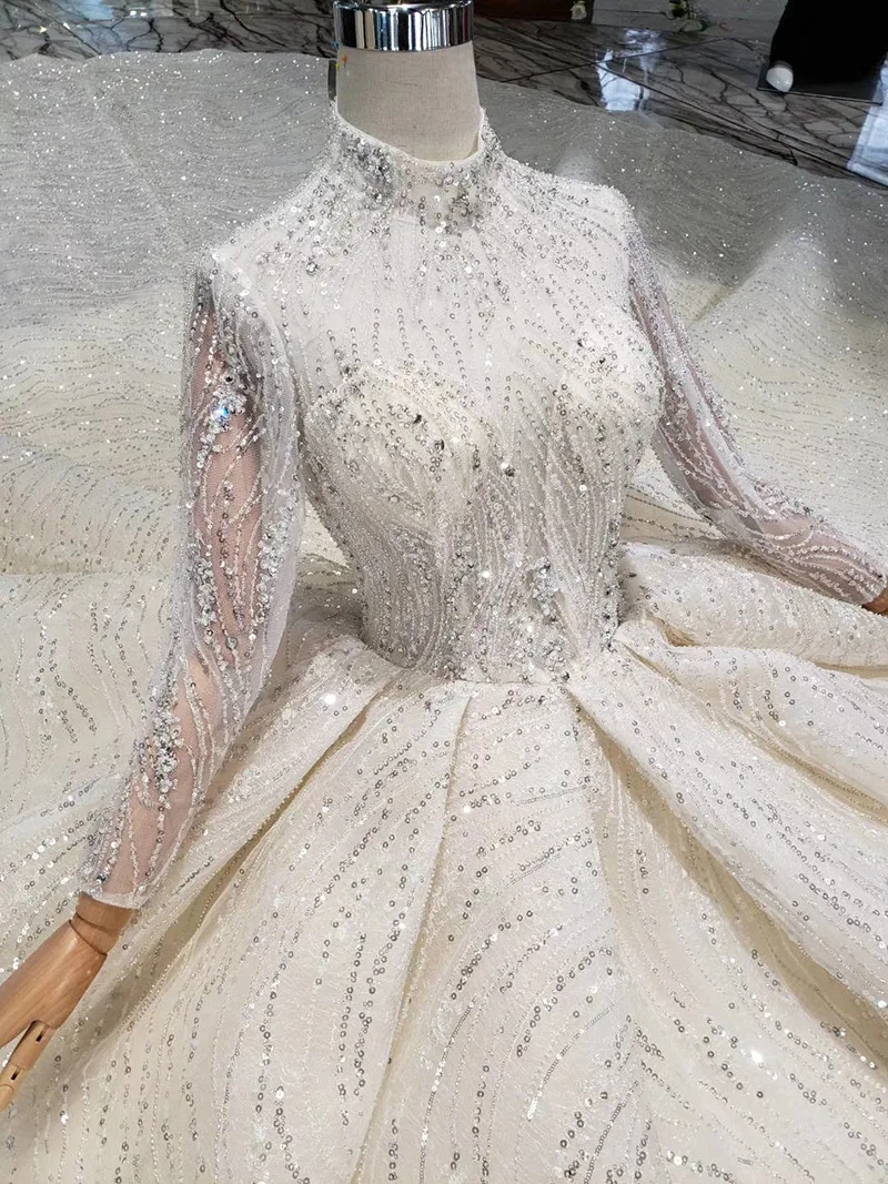 WONDMOND vestido de noiva высокое бальное платье с круглым вырезом Роскошные свадебные
