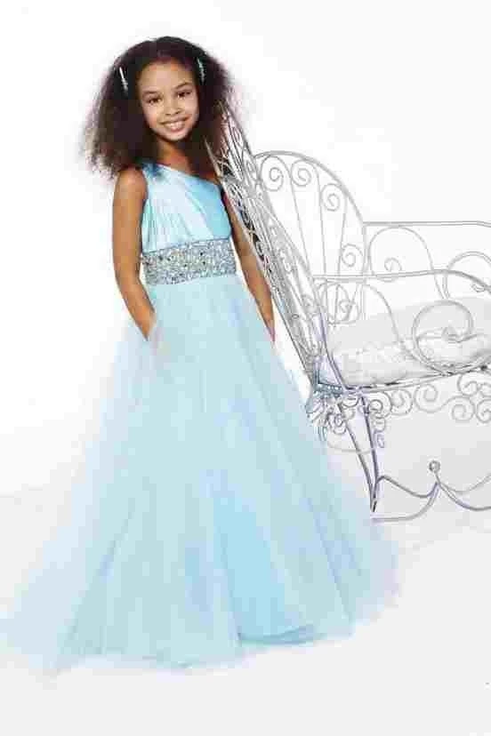 

One-shoulder beads Organza Flower Girl Dresses A-line Girl's Pageant Dress Girl's Dress Custom Made 2017 Lace Up Back MC014