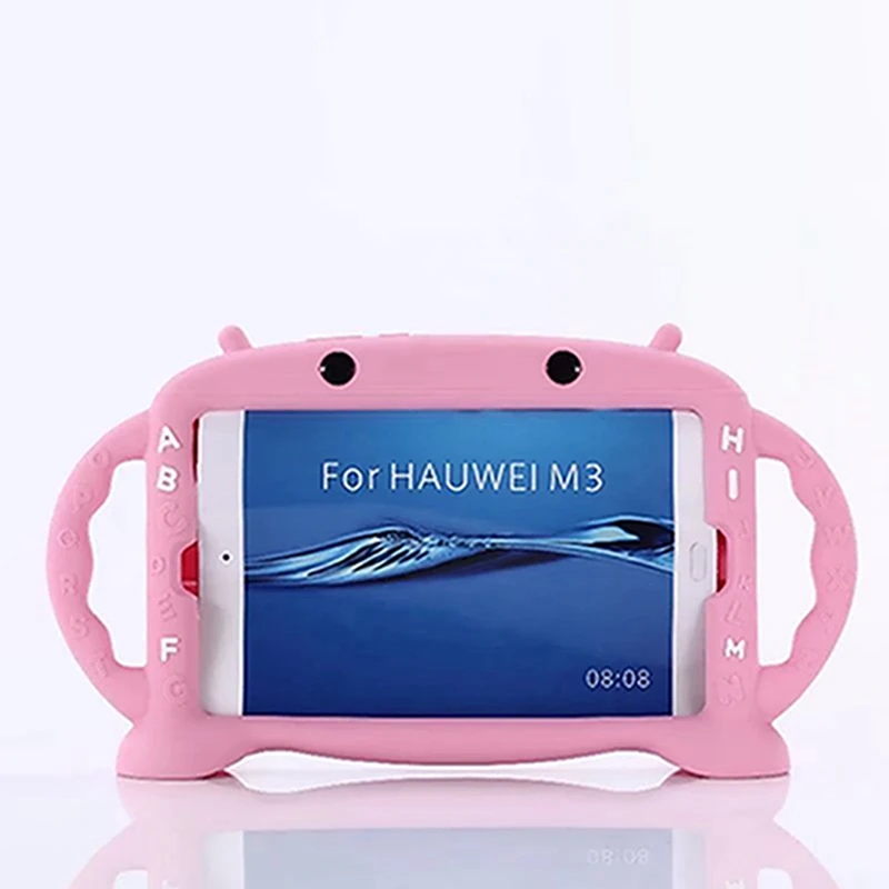 Розовый 3D противоударный дети мультфильм силиконовый чехол для huawei MediaPad M3 8,4 BTV-W09 BTV-DL09 Ударопрочный Мягкий чехол для huawei M3 планшет - Цвет: Розовый