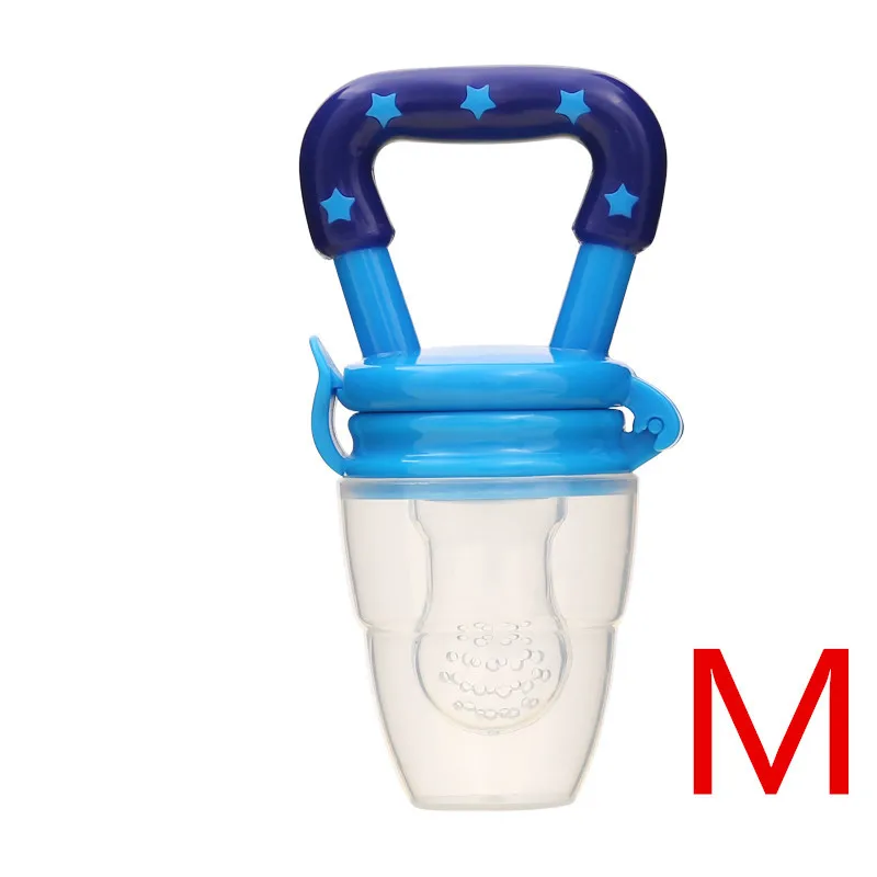 Infant Food Nipple Feeder Silicone Pacifier Fruits Mills Infant Learn Food Feeding Supplies Soother Nipples Pacifier Tool - Цвет: blue-M