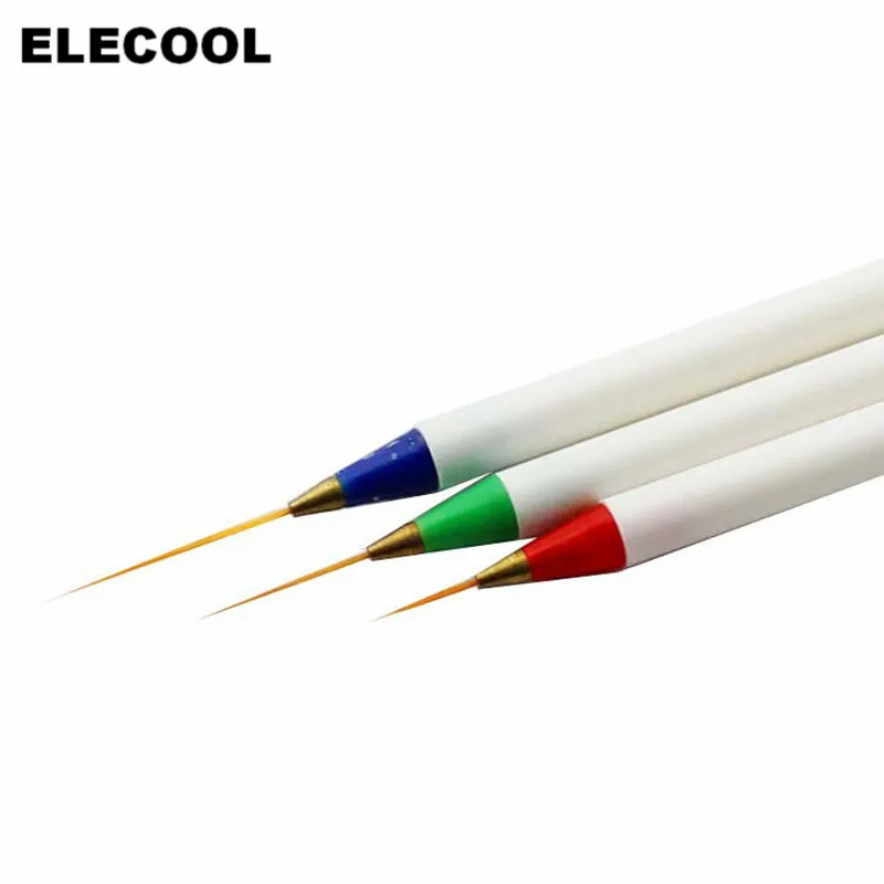 Elecool 3 шт. Профессиональные кисти для ногтей DIY Нэйл арт, рисование на ногтях кисточка для нейл-арта Ручка для рисования в полоску кисти для ногтей комплект инструмент для точечного нанесения маникюра