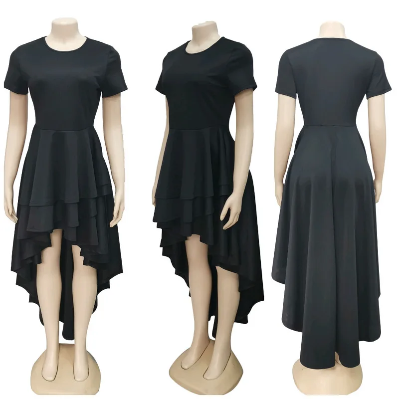 

Solid Color Plus Size Irregular Dress Women